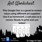 Element of Art; Value Activity - Art Worksheet
