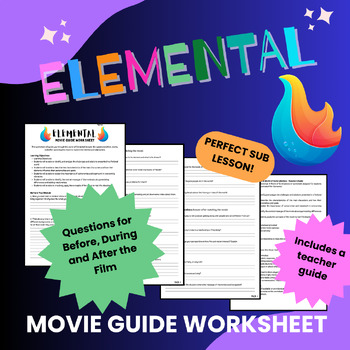 Preview of Elemental Movie Guide Worksheet