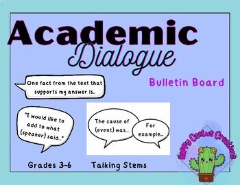Preview of Elementary Academic Discussions- Dialogue Sentence Starters Blue