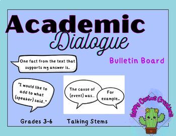 Preview of Elementary Academic Discussions- Dialogue Sentence Starters Bright