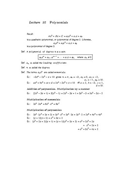 Preview of Elementary Algebra: Lecture Notes—Lecture 12—Preview