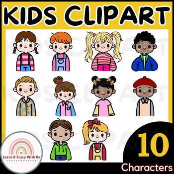 Preview of Elementary And Middle School Kids Clipart | 10 Different Characters
