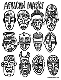 Elementary Art African Mask Lesson Idea Sheet Sketch Print