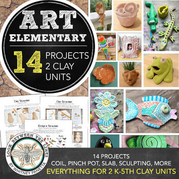 Preview of Elementary Art Curriculum: 2 Clay Units, 14 Art Lessons, Projects, Worksheets