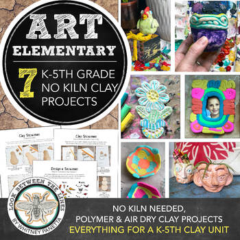 Preview of Elementary Art Curriculum: No Kiln Clay Unit for K-5th Grade, 7 Projects