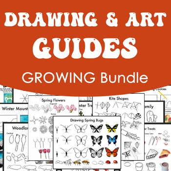 Preview of Elementary Art Drawing Guides and Art Lesson Growing Bundle