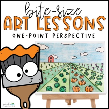 Preview of Elementary Art Lesson | One-Point Perspective | Farm Art Project