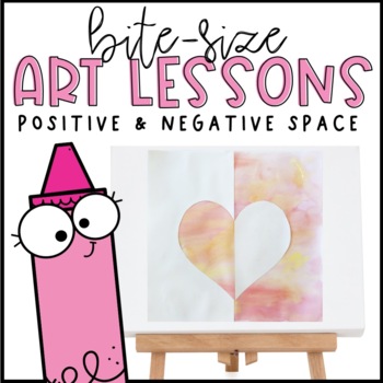 Preview of Elementary Art Lesson | Positive & Negative Space | Valentine's Day Art