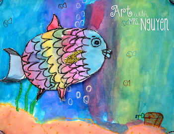 Watercolor Paint By Number: Rainbow Fish Worksheets