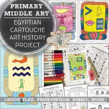 Preview of Elementary Art, Middle School Art Project: Egyptian Cartouche Drawing
