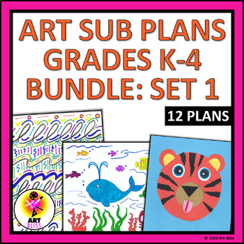 Preview of Elementary Art Sub Plans Bundle - Set 1