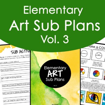 Preview of Elementary Art Sub Plans Vol 3 One Day Art Lessons or Distance Learning Art