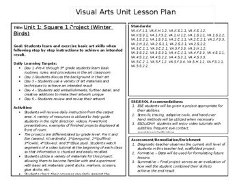 Preview of Elementary Art Unit Lesson Plan Template