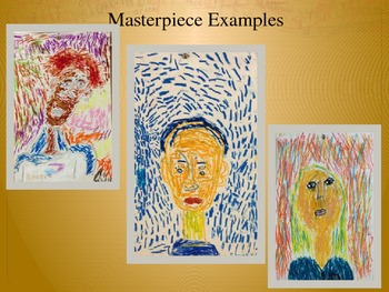 Elementary Art Lesson 3rd: Van Gogh Impressionism Oil Pastel Self Portraits