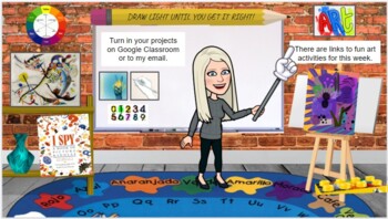 Preview of Elementary Art Virtual Classroom . Abstract art unit . Bitmoji