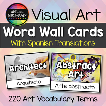 Preview of Art Word Wall Cards (With/without Spanish Translations)