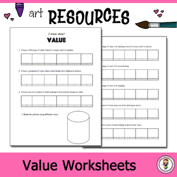 Preview of Elementary Art Worksheets. Teaching color theory with value. Elements of art.