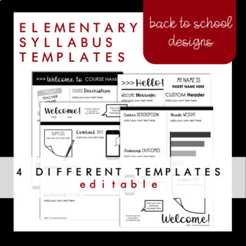 Preview of Elementary Back to School Syllabus (EDITABLE) 4 Versions