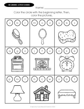 Elementary Beginning Letter Sounds Worksheets by Souly Natural Creations