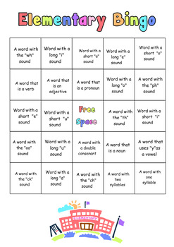 Elementary Bingo (Grammar, Phonics) by Mary Kate Boyd | TPT