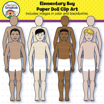 Preview of Elementary Boy Paper Doll Clip Art