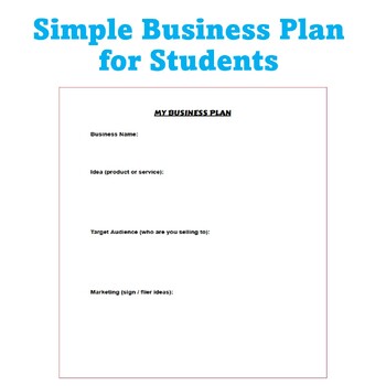 Preview of Elementary Business Plan outline