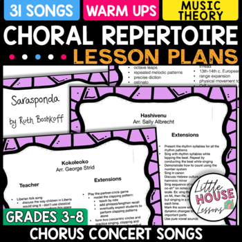 Preview of Elementary Chorus Concert Songs with Lesson Plans