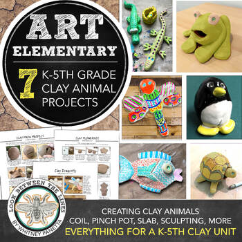 Preview of Elementary Clay Curriculum: Animal Clay Unit, 7 Projects, Art Lessons, Handouts