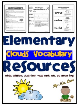 Preview of Elementary Clouds Vocabulary Resources