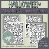 Elementary Coloring Pages | Editable Halloween Version