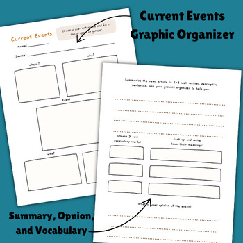 Preview of Elementary Current Events Detailed Research Graphic Organizer