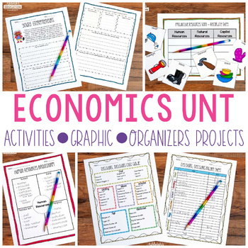 Preview of Economics Unit - Activities, Graphic Organizers, & Projects | Print and Digital