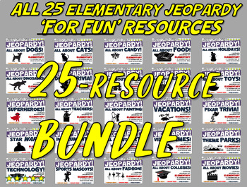 Preview of Elementary "FOR FUN" Jeopardy BUNDLE! 25 separate handouts & interactive games