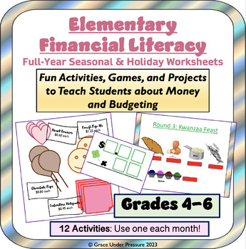Preview of Elementary Financial Literacy: Seasonal Math Activities Grade 4-6 Growing Bundle