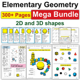 2D (Flat) and 3D (Solid) Shapes Worksheets MEGA Bundle | K