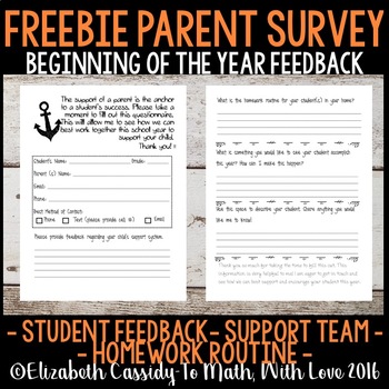 Preview of Parent Survey - Middle School