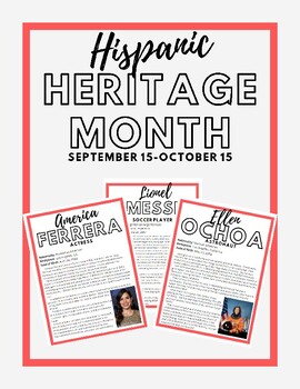 Preview of Elementary Hispanic Heritage Month Reading  Passages and Word Search Activity