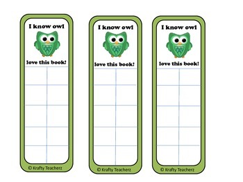 Elementary Incentive bookmarks in frog,owl and Ice cream by Krafty Teacherz