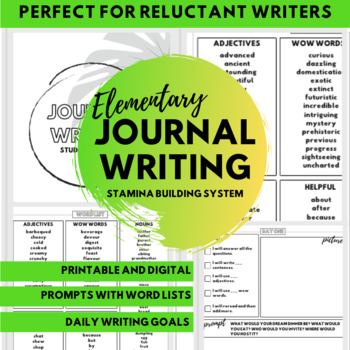 Preview of Elementary Journal Writing Booklet - Daily Prompts, Writing Goals, Word Lists