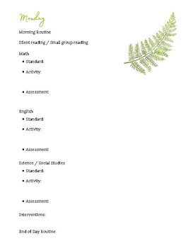 Preview of Elementary Lesson Planning Template