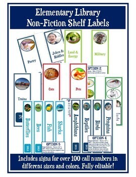 Preview of Elementary Library Dewey Non-Fiction Shelf Signs, EDITABLE