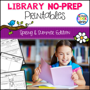 Preview of Library Skills No Prep Printables and Worksheets - Spring/Summer