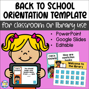 Preview of Back to School Orientation Template - Library or Classroom - Digital & Editable