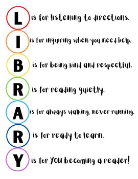 Preview of Elementary Library Rules Poster FREEBIE