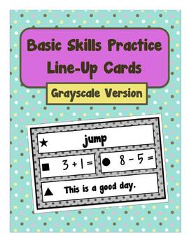 Preview of Elementary Line-Up Cards (Sight Words, Math Facts, Fluency) (Basic: Grayscale)