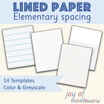 elementary lined paper pdf printable by joy of montessori tpt