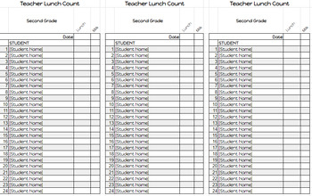 Preview of Elementary Lunch Count Forms