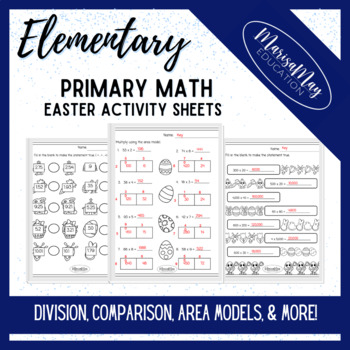 Preview of Elementary Math (3rd & 4th grade) - Easter Themed Fun Activity Worksheets