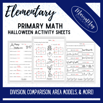 Preview of Elementary Math (3rd & 4th grade) - Halloween Themed Fun Activity Worksheets