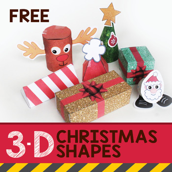 Preview of Elementary Math Geometry Craftivity: 3-D Christmas Shapes